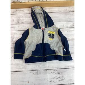 Puma Baby & toddler Long Sleeve Blue/Gray Sweater Hooded Zip Up Cotton 3-6 Mos.